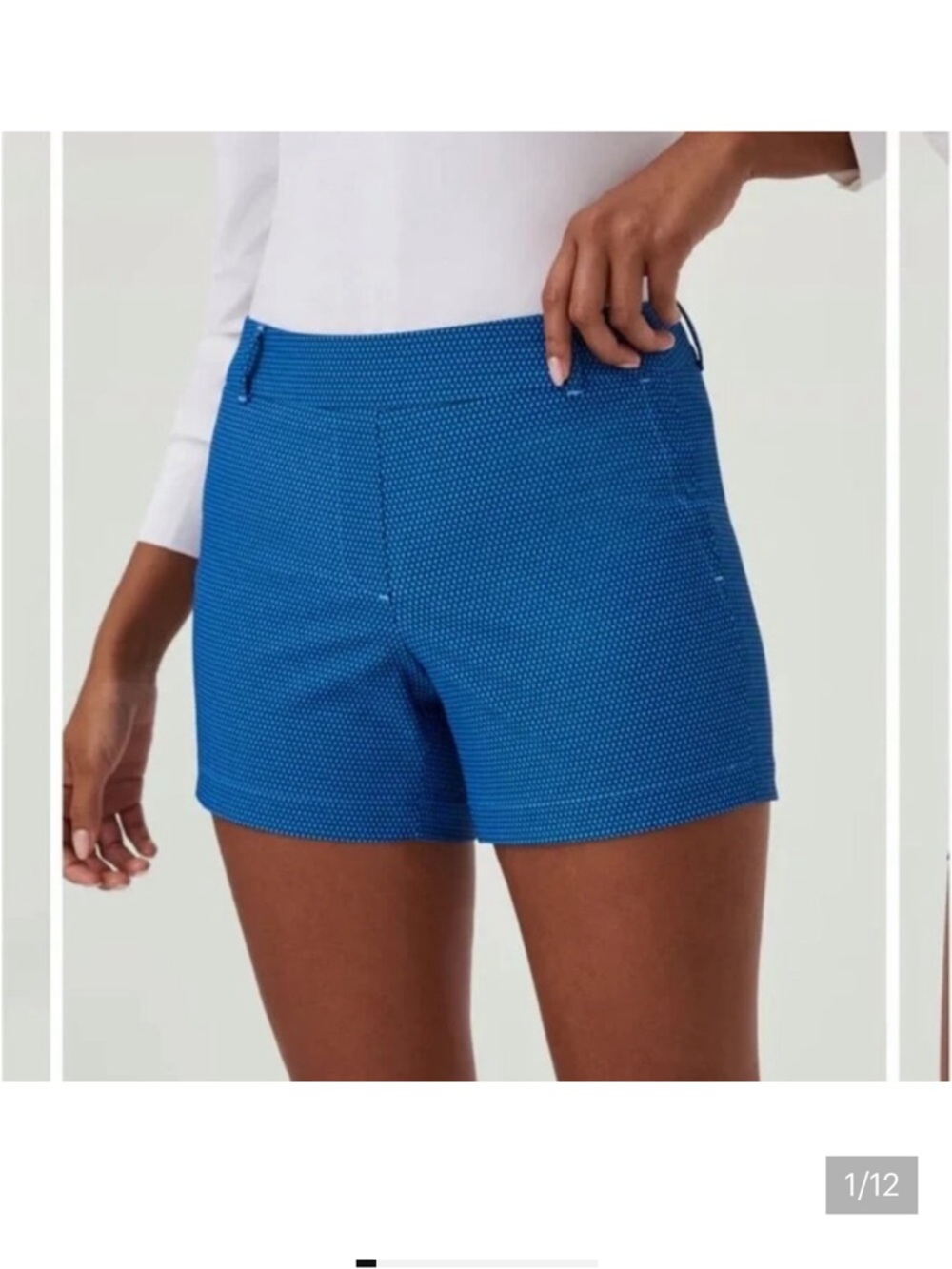 SPANX Royal Blue Geo-Print High Waist Golf Athletic Shorts XL